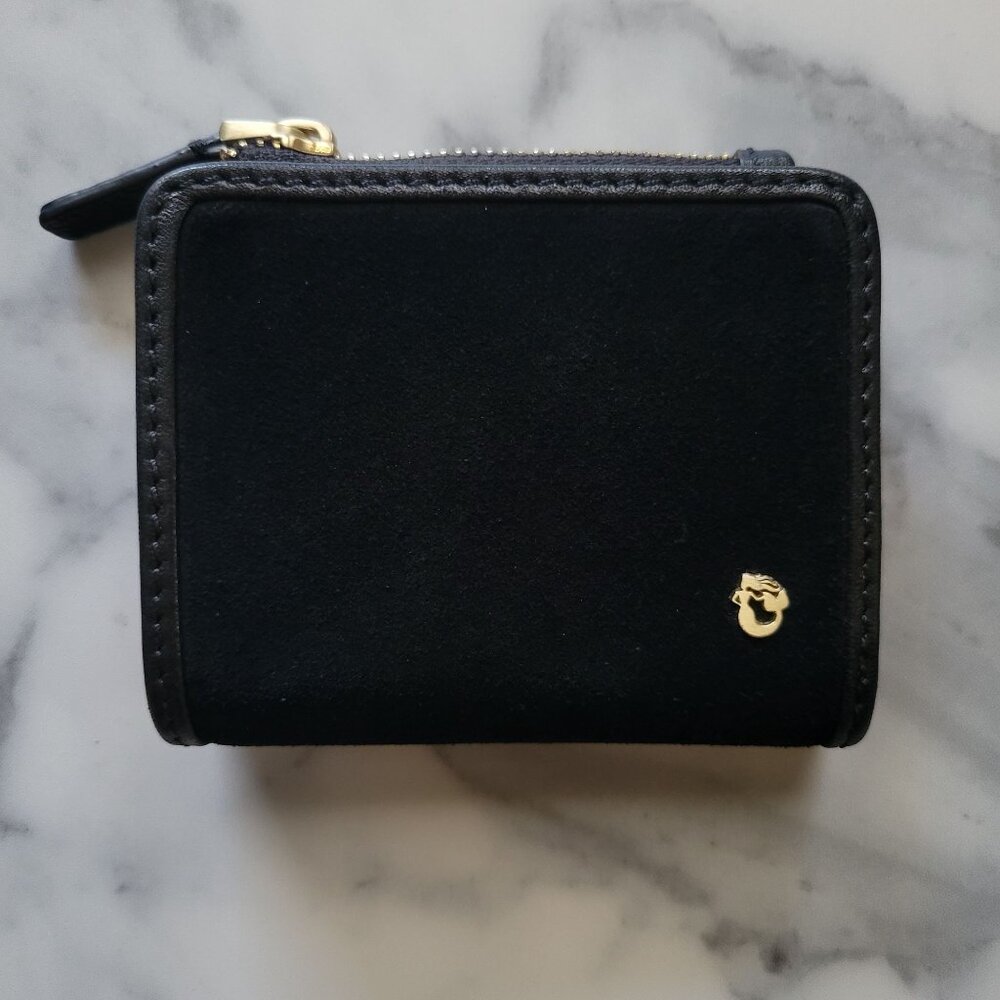 Siren La Petite Black Spartina 449 Suede Wallet Gold Zipper and Snap Closure